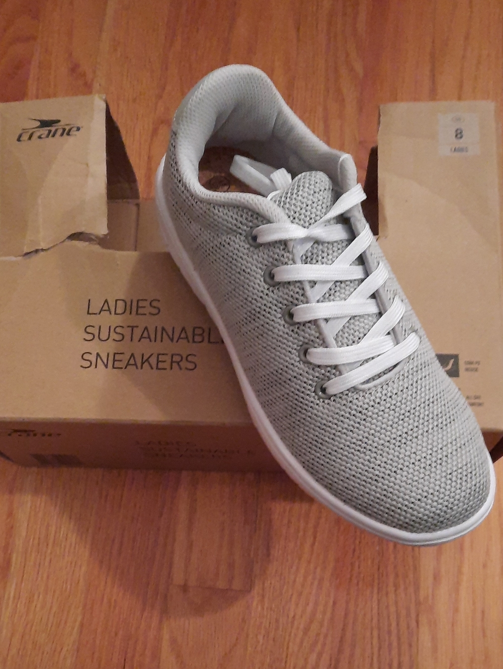 Sz 8 NWT Light Gray Knit Women's Sneakers - Casual Lace-Up Comfort